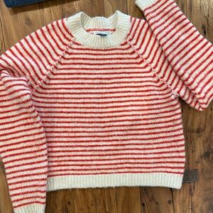 American Eagle Outfitters Red and White Striped Sweater